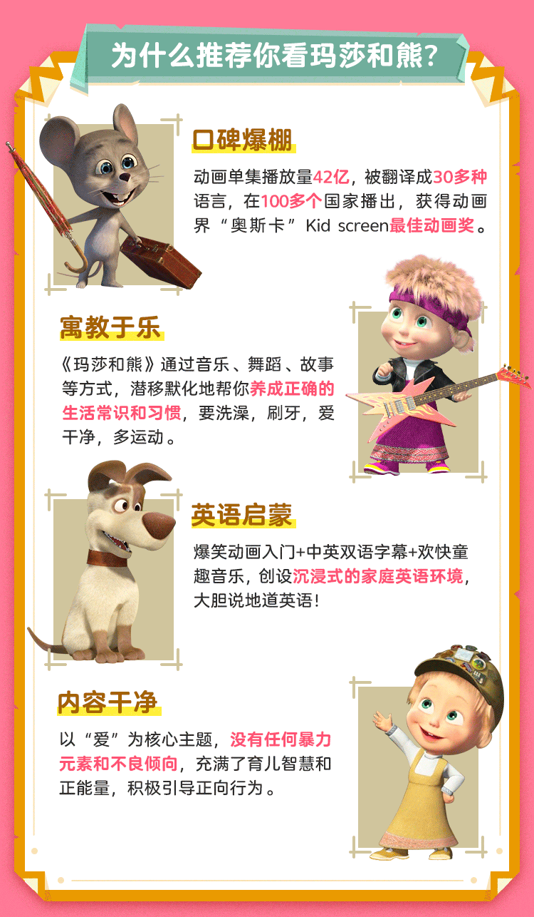 【3~15岁】英语启蒙动画：玛莎和熊